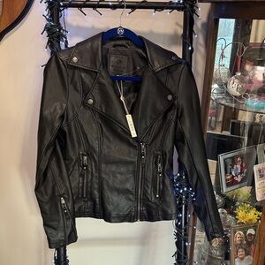Max Studio Black Faux Leather Moto Jacket